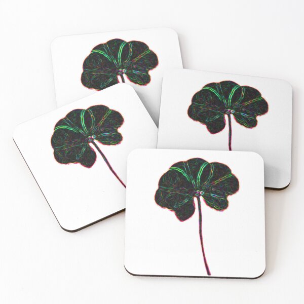 Item preview, Dark Rainbow Neon Abstract Black Real 5 Leaf Clover White BG designed and sold by kattakitty.