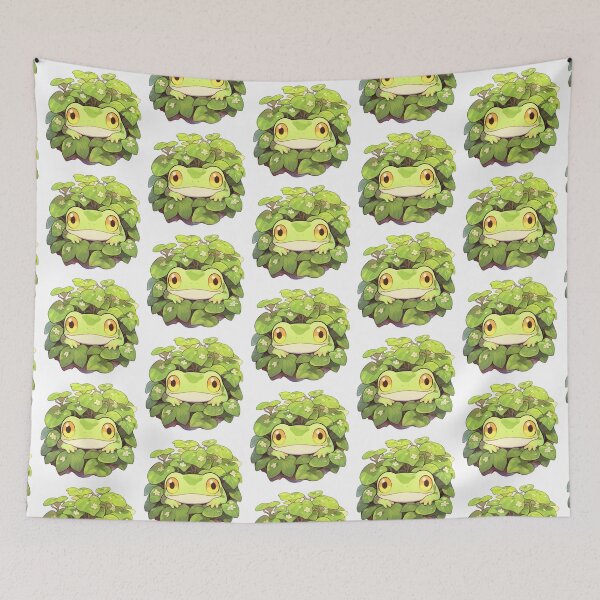Item preview, Cute Kawaii Tree Frog in Green Leaves Greenery designed and sold by CozyKawaiiArt.
