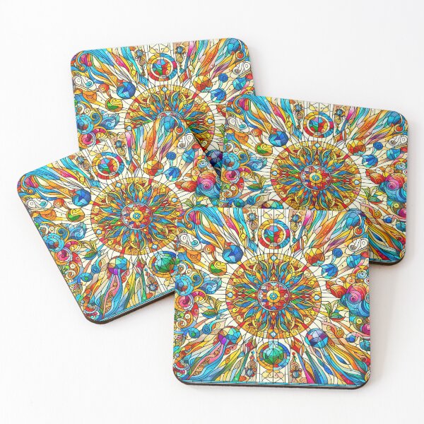 Item preview, Colourful Stained Glass window Whispy patterns designed and sold by EdgyEdgeArt.