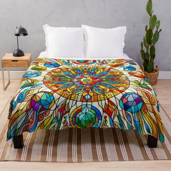 Item preview, Colourful Stained Glass window Whispy patterns designed and sold by EdgyEdgeArt.