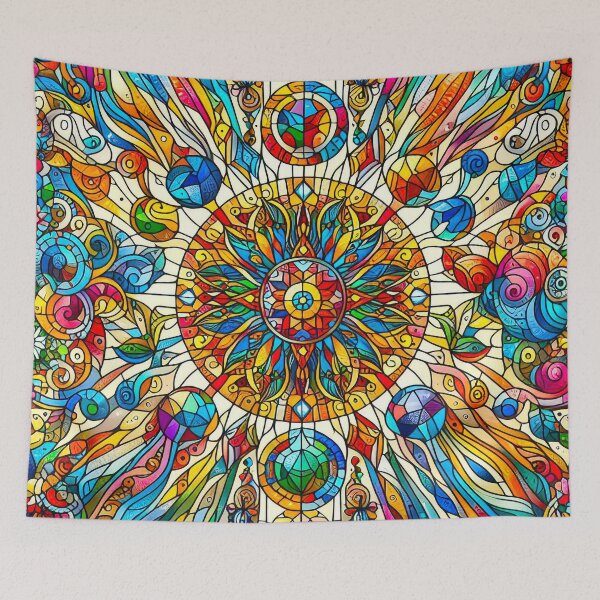 Item preview, Colourful Stained Glass window Whispy patterns designed and sold by EdgyEdgeArt.