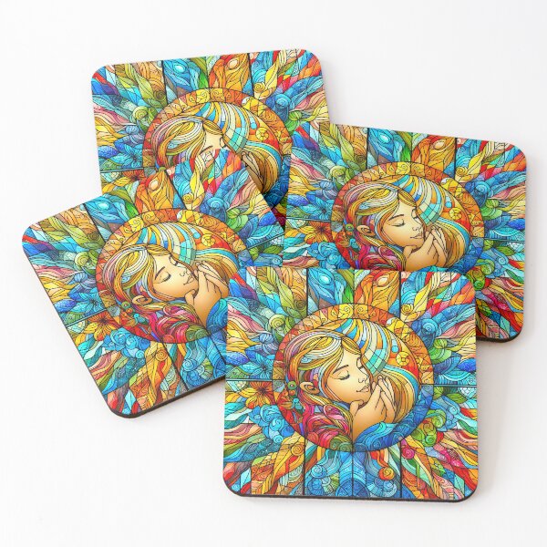 Item preview, Colourful Stained Glass Window With Young Girl designed and sold by EdgyEdgeArt.
