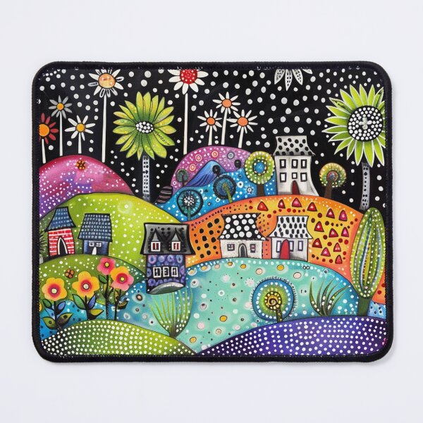 Item preview, Colorful Polka Dot Landscape Folk Art Style designed and sold by Neika Shimm Designs.