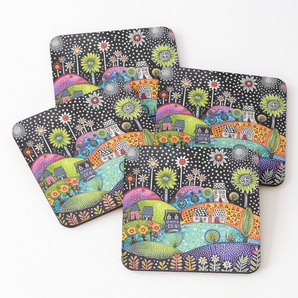 Item preview, Colorful Polka Dot Landscape Folk Art Style designed and sold by Neika Shimm Designs.