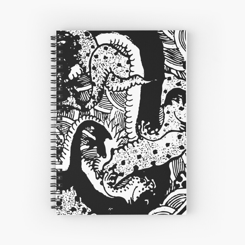 Black and White Graphic Abstract Illustration Spiral Notebook