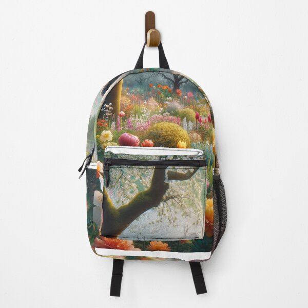 Item preview, Woman walking in a spring park full of various floral species and blooming trees designed and sold by AndreaMart.