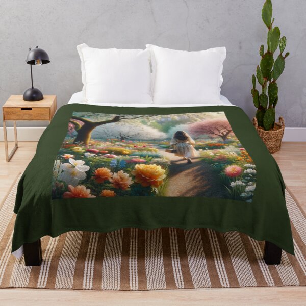 Item preview, Woman walking in a spring park full of various floral species and blooming trees designed and sold by AndreaMart.