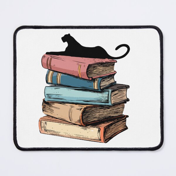 Item preview, cat and books designed and sold by Venezuelaaaaa.