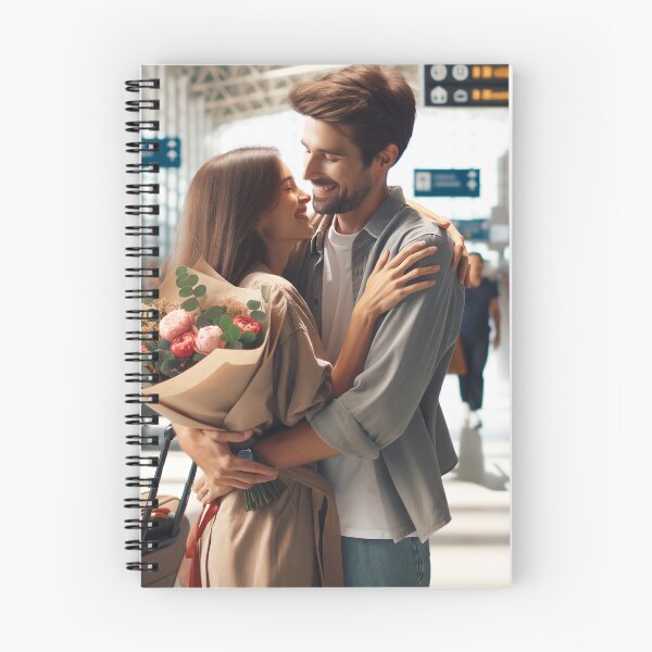 Item preview, Woman with a bouquet in her hand welcoming her partner at the airport after a long separation designed and sold by AndreaMart.