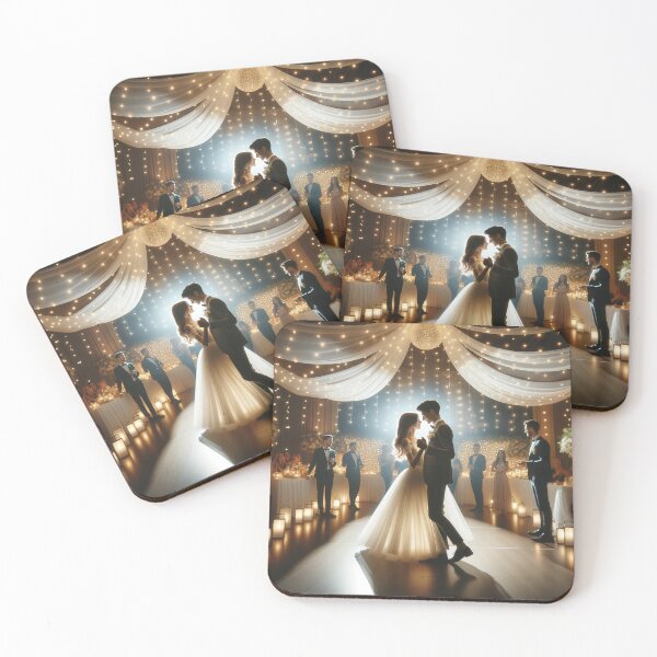 Item preview, Young couple dancing their first dance at a wedding party under a romantic light canopy designed and sold by AndreaMart.