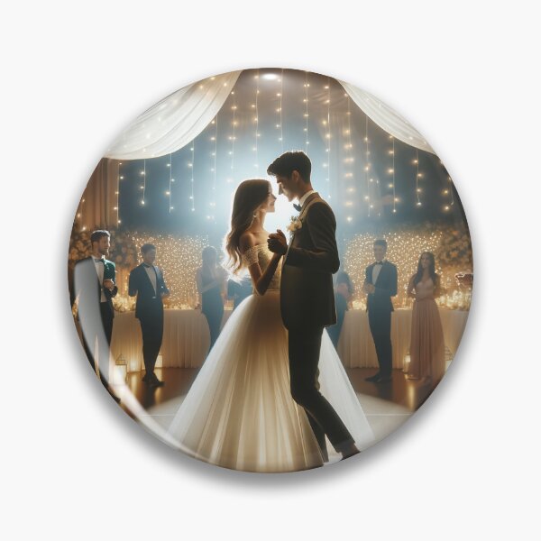 Item preview, Young couple dancing their first dance at a wedding party under a romantic light canopy designed and sold by AndreaMart.