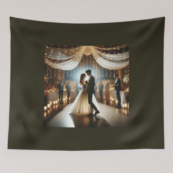 Item preview, Young couple dancing their first dance at a wedding party under a romantic light canopy designed and sold by AndreaMart.