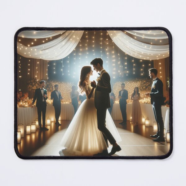 Item preview, Young couple dancing their first dance at a wedding party under a romantic light canopy designed and sold by AndreaMart.