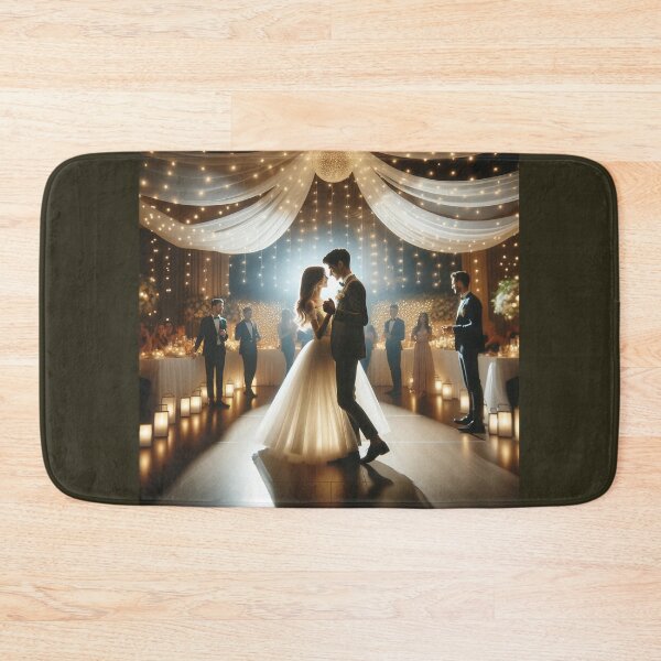 Item preview, Young couple dancing their first dance at a wedding party under a romantic light canopy designed and sold by AndreaMart.