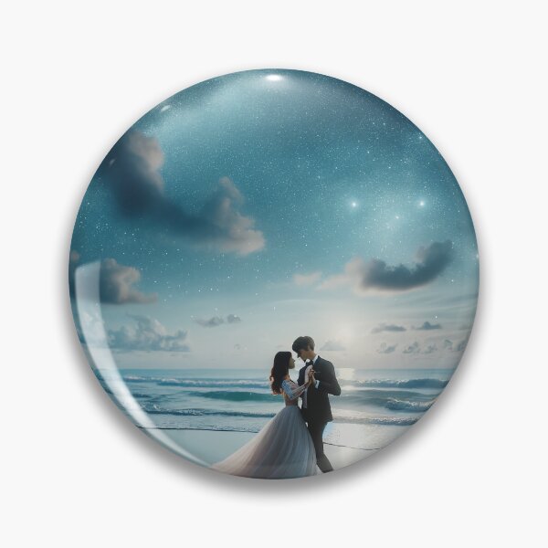 Item preview, Young couple dancing their wedding dance on the beach under the open sky with a starry night sky designed and sold by AndreaMart.