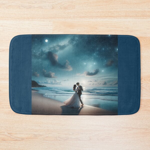 Item preview, Young couple dancing their wedding dance on the beach under the open sky with a starry night sky designed and sold by AndreaMart.