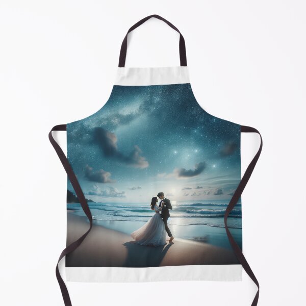 Item preview, Young couple dancing their wedding dance on the beach under the open sky with a starry night sky designed and sold by AndreaMart.