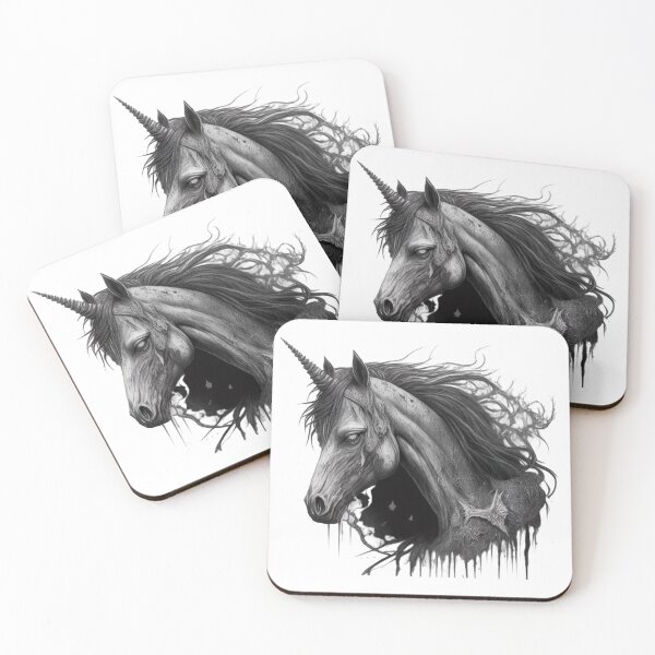 Item preview, Zombie Unicorn Mutant Undead in Black and White designed and sold by Frostquest.