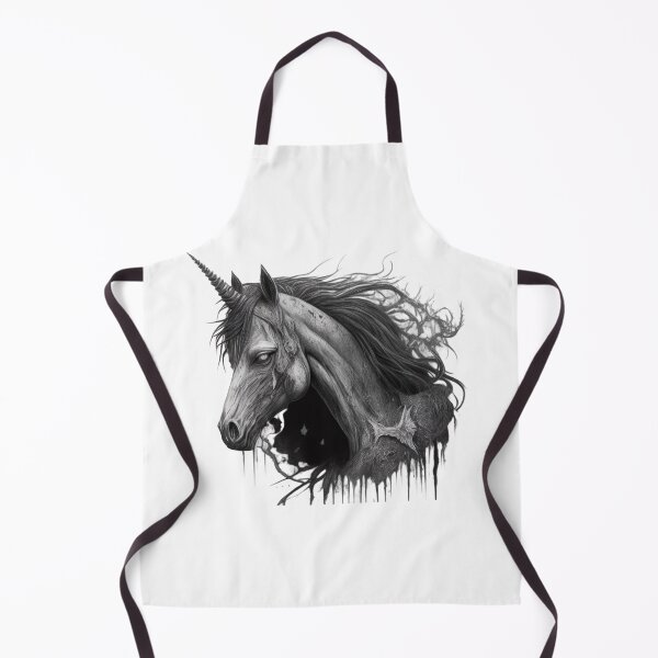 Item preview, Zombie Unicorn Mutant Undead en blanco y negro designed and sold by Frostquest.