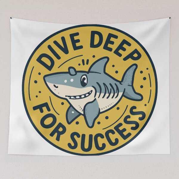 Item preview, Dive Deep for Success - Motivational Shark designed and sold by NiftyWrx.