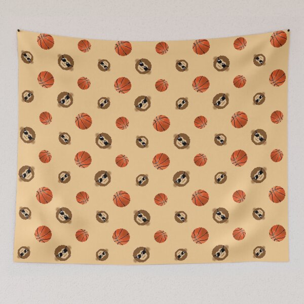 Item preview, Pixel Monkey with Basketball Pattern (light pastel orange) designed and sold by D-Vogt-Grafik.