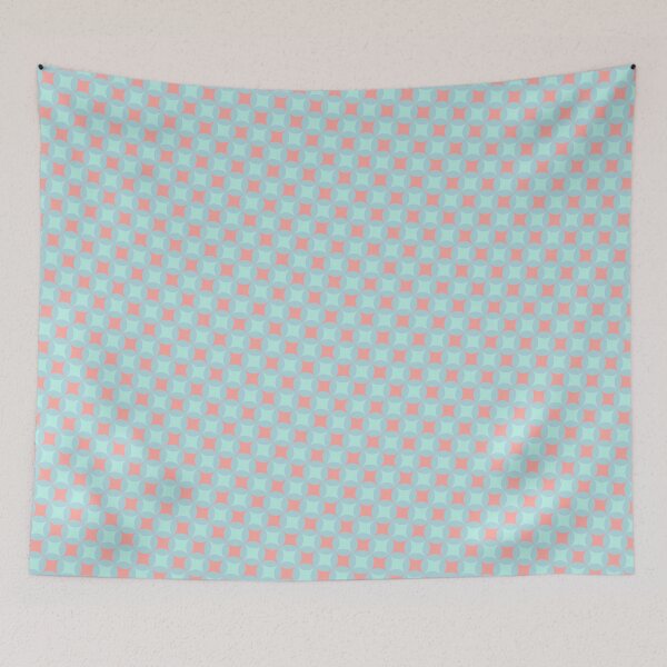 Item preview, Peach Blue & Teal Circled Connected Diamonds NeverEnding Textile designed and sold by Alchemy-A-La-G.