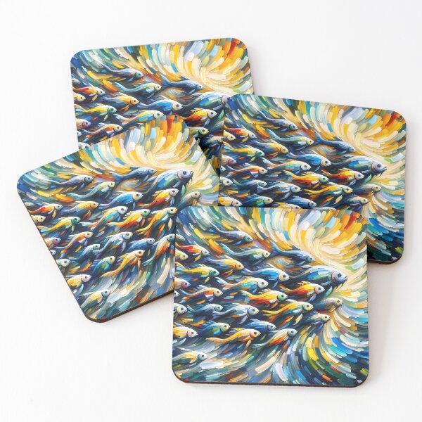 Item preview, Abstract Acrylic School of Fish designed and sold by LivingArtClips.