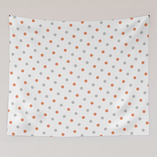 Item preview, Grey White & Orange Circles Polka Dots NeverEnding Textile designed and sold by Alchemy-A-La-G.