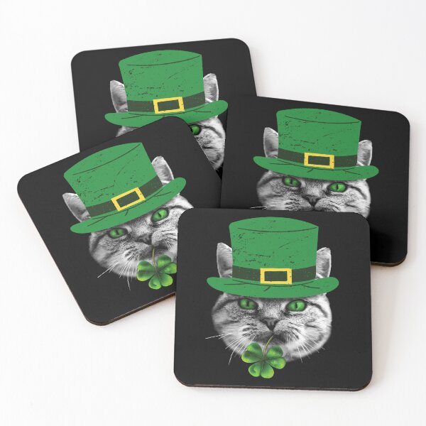 Item preview, Cat Leprechaun St Patricks Day Shamrock Clover designed and sold by wowwowmeow.