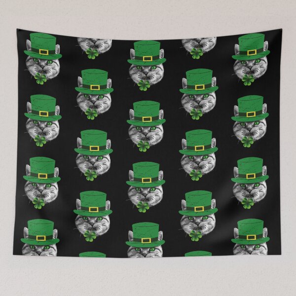 Item preview, Cat Leprechaun St Patricks Day Shamrock Clover designed and sold by wowwowmeow.