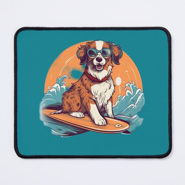 Aperçu de l'œuvre Surfeur souriant : l'aventure d'un chien au coucher du soleil créée et vendue par BorczVisuals.