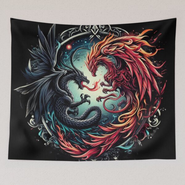 Item preview, Phoenix and Dragon tattoo art designed and sold by AvalonTshirts.