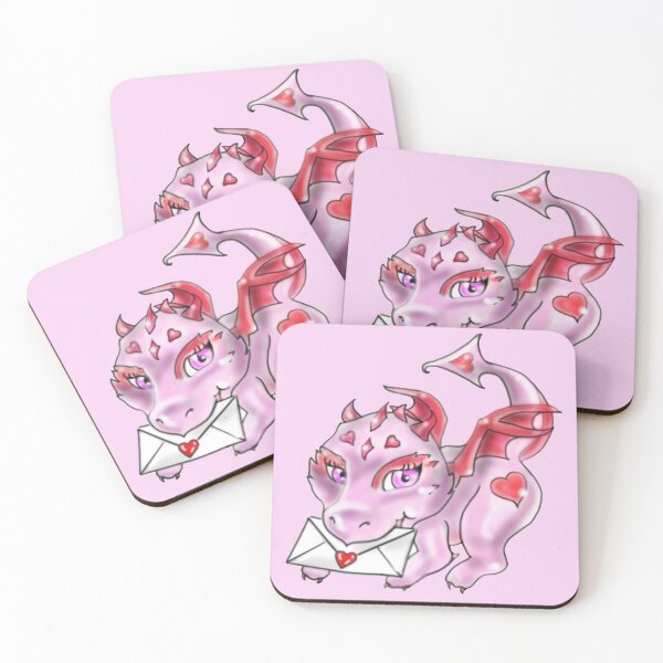 Item preview, Pink Valentines theme dragon with red hearts designed and sold by Night Bloom Designs.