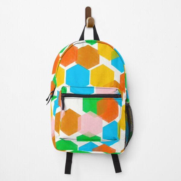 Item preview, Colorful rainbow hexagon mosaic tiles watercolor square Pattern on White designed and sold by wenjunior.
