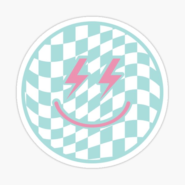  Smile face collage Distressed Smile Face ,Retro Checkered Smile Face Star Eyes,checker , happy face Vintage Sticker