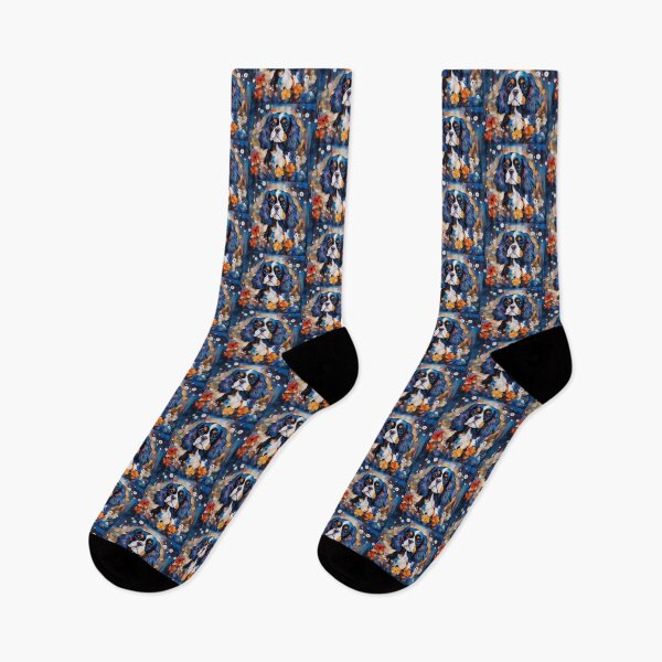 Item preview, A dog of the Cavalier King Charles breed among fantastic flowers. designed and sold by Natalia-Vlad.