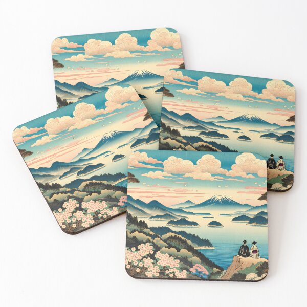 Item preview, Tranquil Vista Sakura Bloom Overlook a bay designed and sold by ArtComixHaven.