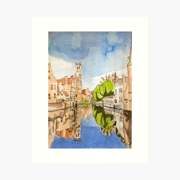 Brugge, Belgium in Watercolor by Jane B. Art Print
