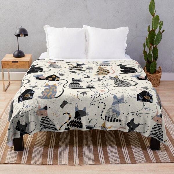 Item preview, Whimsical Cats and Cozy Home Elements Pattern - Charming Feline Illustration for Cat Lovers designed and sold by David Balzen.