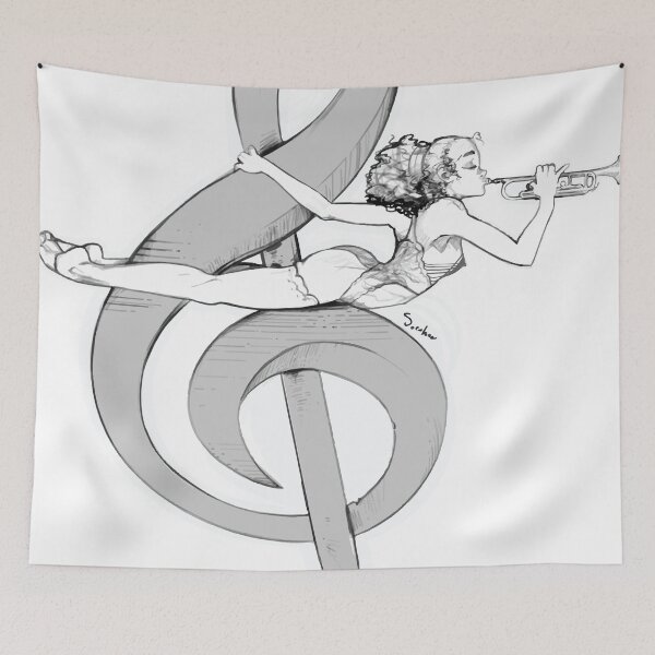 Item preview, Treble Clef Ballerina! a Black and white pole dance sticker designed and sold by Soratern.