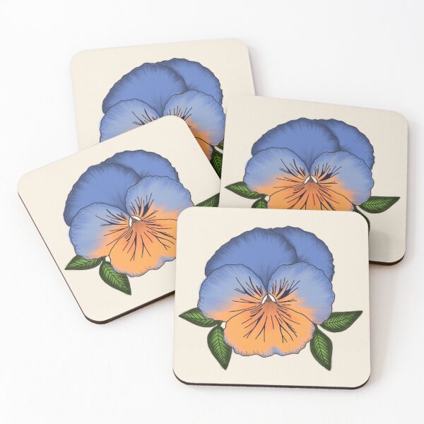 Item preview, Blue orange pansy flower digital drawing designed and sold by Beardraws18.