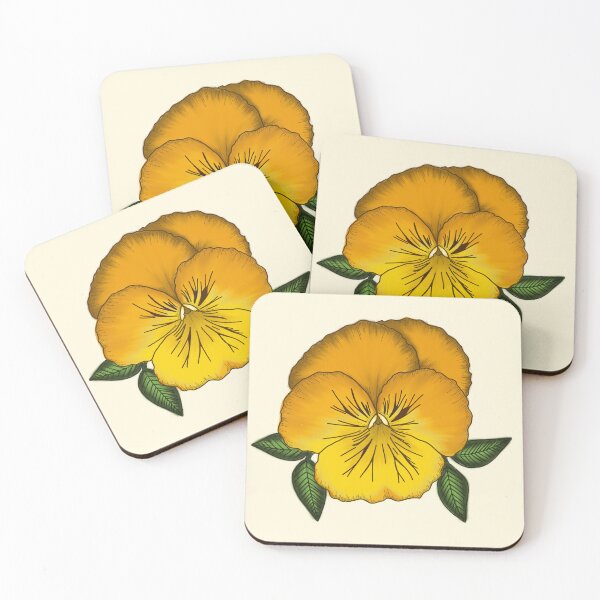 Item preview, Yellow pansy flower floral digital drawing designed and sold by Beardraws18.
