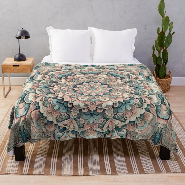 Item preview, Beautiful and gentle healing flower mandala, lucky motif, rbfm10 designed and sold by BlissfulGarb.