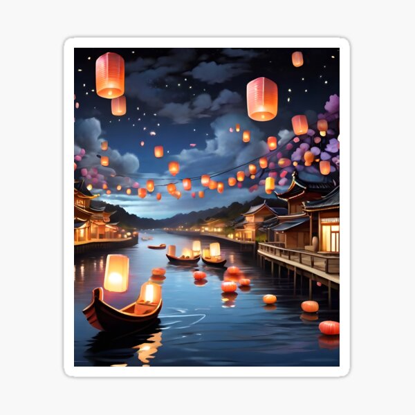 Japanese Lanterns Festival Sticker