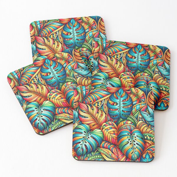 Item preview, Hojas de Monstera coloridas y vibrantes, bohemias y brillantes designed and sold by HippieFarms11.