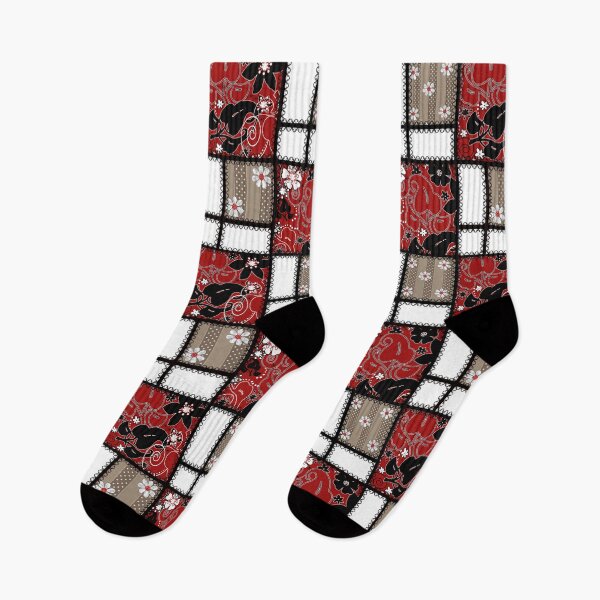 Item preview, Seamless texture patchwork graphic designs on red, black on a white background designed and sold by fuzzyfox.