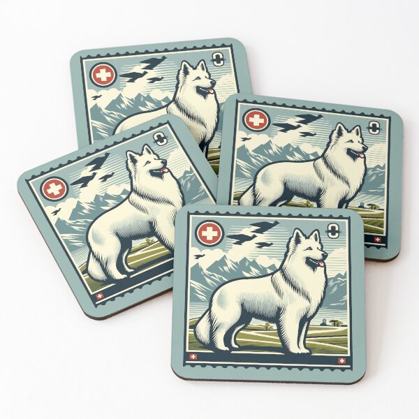 Item preview, White Swiss Shepherd Retro Vintage Aesthetic Dog Art Swiss Alps designed and sold by ElegantCat.