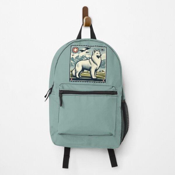 Vista previa del artículo con la obra «Pastor Blanco Suizo Retro Vintage Estético Perro Arte Alpes Suizos», diseñado y vendido por ElegantCat.