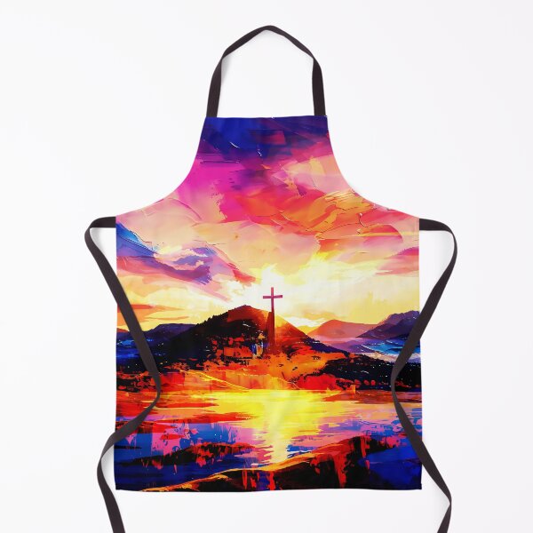 Item preview, Digital art painting, cross at sunset, on the mountain, concept art designed and sold by Gabi.Media.