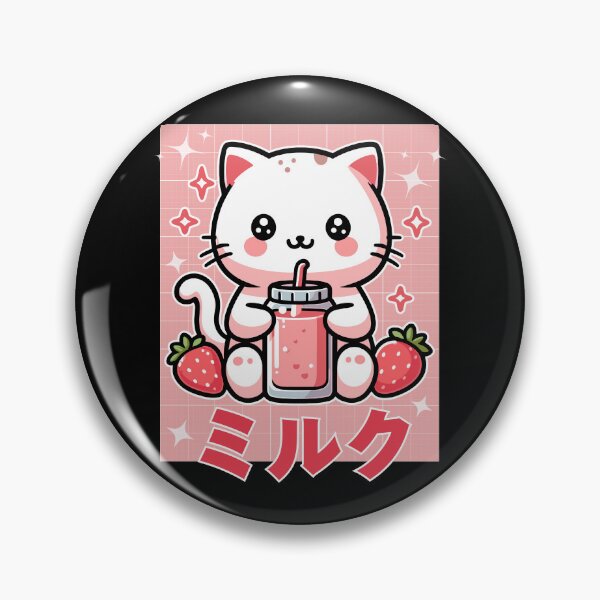 Item preview, Kawaii cat Drinking Strawberry Milk designed and sold by InfiniteZone1.